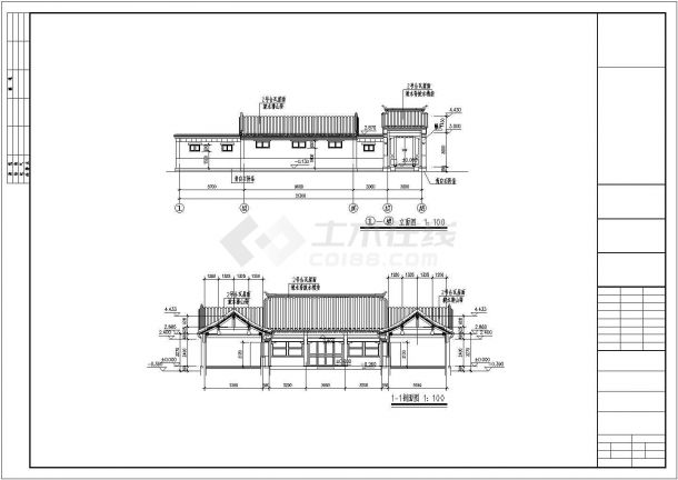 农村一层小型四合院建筑设计施工图-图二