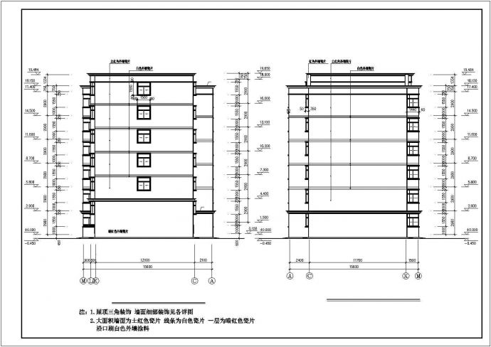 5700平米左右六层框架结构节能住宅楼平立剖面设计CAD图纸_图1