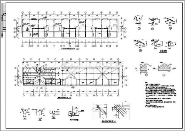 某地区连体别墅结构设计施工详细方案CAD图纸-图二