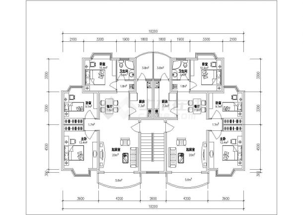 包头市某新建星期五110-130平米左右的平面户型设计CAD图纸（共10张）-图二