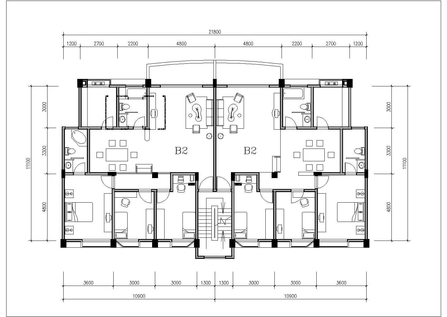 包头市某新建星期五110-130平米左右的平面户型设计CAD图纸（共10张）