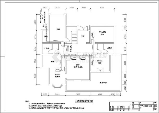 某三层砖混结构别墅中央空调设计cad全套平面施工图（含多种户型设计）-图一