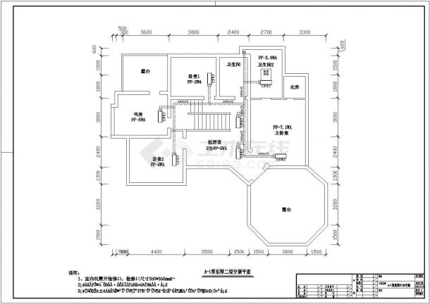 某三层砖混结构别墅中央空调设计cad全套平面施工图（含多种户型设计）-图二