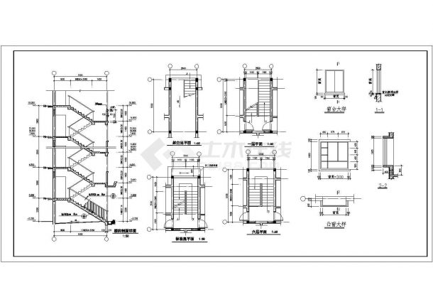 某六层带阁楼层砖混结构住宅楼设计cad全套建筑施工图（ 含设计说明）-图二