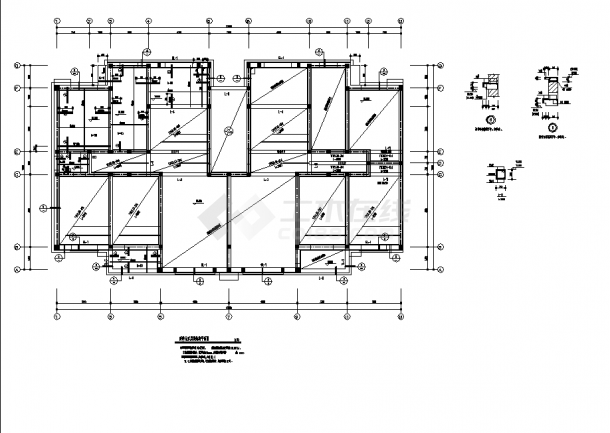 香格里拉小区6层砖混单元住宅楼结构设计施工cad图纸-图一