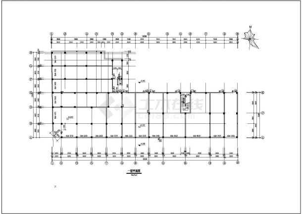 3950平米6+1层框架结构商住楼平立剖面设计CAD图纸（1-2层商用）-图一