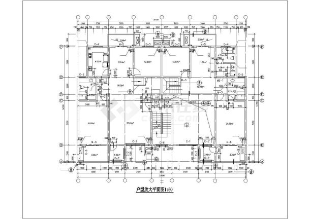 乌鲁木齐市某小区3100平米6层砖混结构住宅楼建筑设计CAD图纸-图二