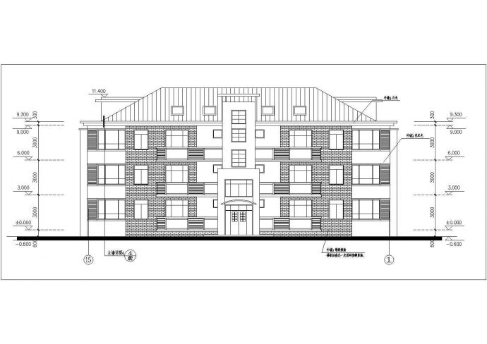 1100平米3层砖混结构住宅楼平立剖面设计CAD图纸（含阁楼/1层2户）_图1