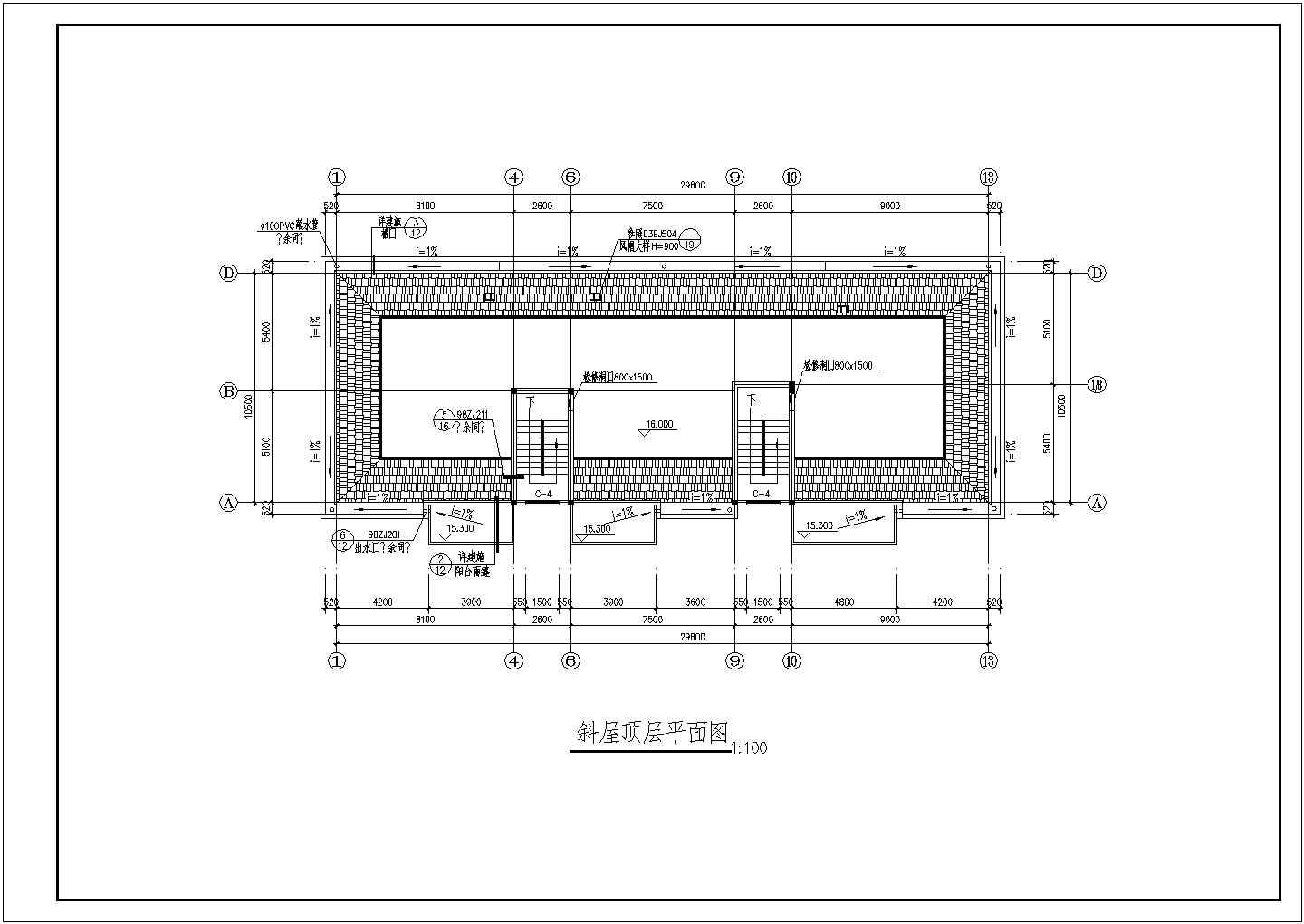 台州市某小区1800平米五层砖混结构住宅楼其他建筑设计CAD图纸
