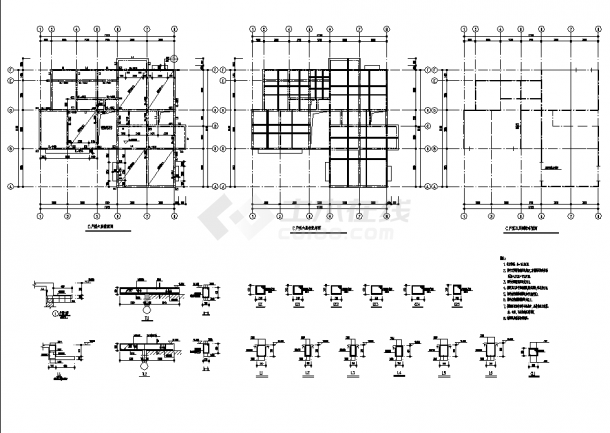 6层带跃层砖混结构单元住宅楼结构设计施工cad图纸-图一