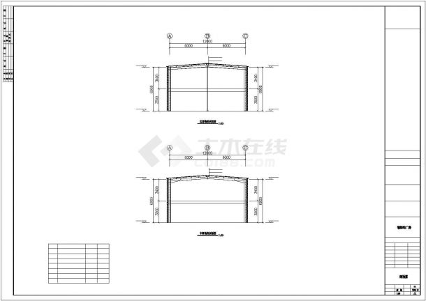 某双层楼房12x45米钢结构设计CAD图纸-图二