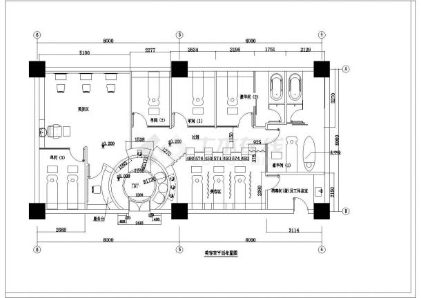 某多层瓯南美容院全套装修施工设计图(含美容室上下水图)-图二