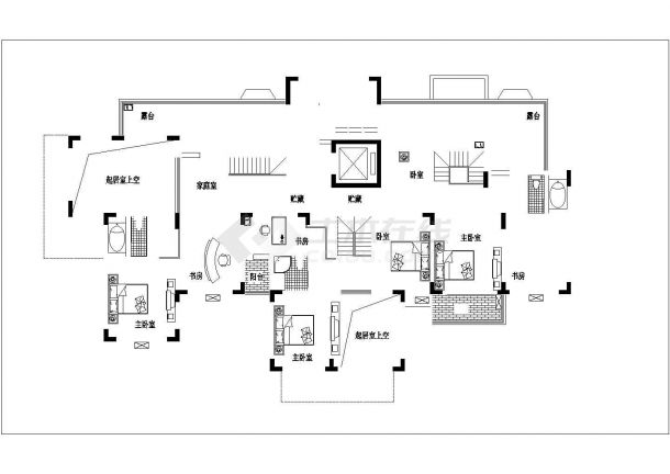 4200平米12层框架结构住宅楼全套平面设计CAD图纸（1层3户）-图二