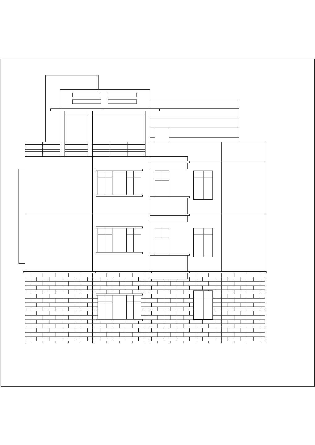 4层砖混结构双拼别墅平立剖面设计CAD图纸（每户370平米）