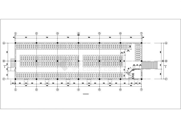 某大型商场1160平米2层框架结构停车场平立剖面设计CAD图纸-图一
