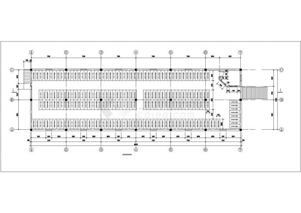 某大型商场1160平米2层框架结构停车场平立剖面设计CAD图纸-图二