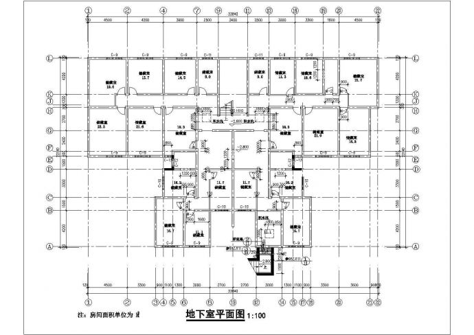 2900平米6层框混结构住宅楼平面设计CAD图纸（含地下室）_图1