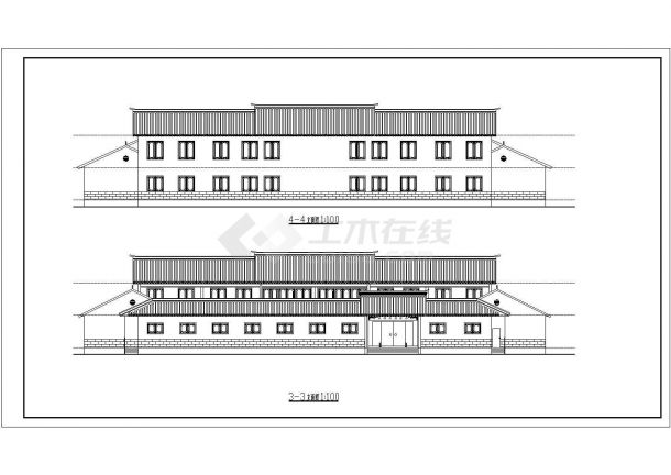 某地二层四合院式住宅建筑CAD施工图纸-图二
