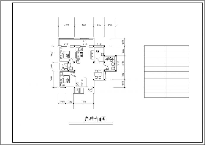 宜春市某现代化小区100平米左右的平面户型设计CAD图纸（9张）_图1