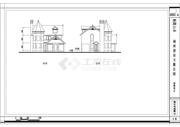 某三层框架结构欧式独立别墅设计cad建筑方案图-图一