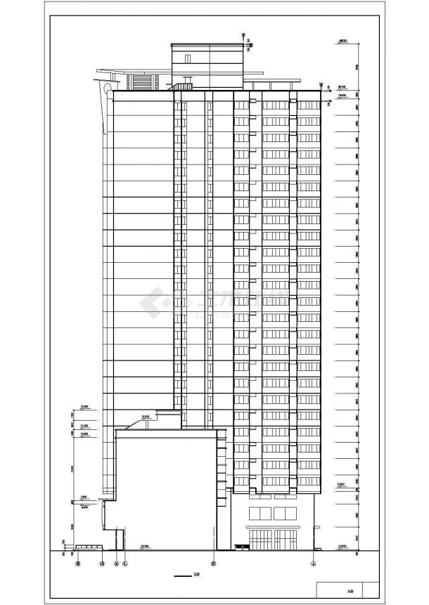 24万平米26层框架结构商住楼平立剖面设计CAD图纸（1-2层商用）-图一