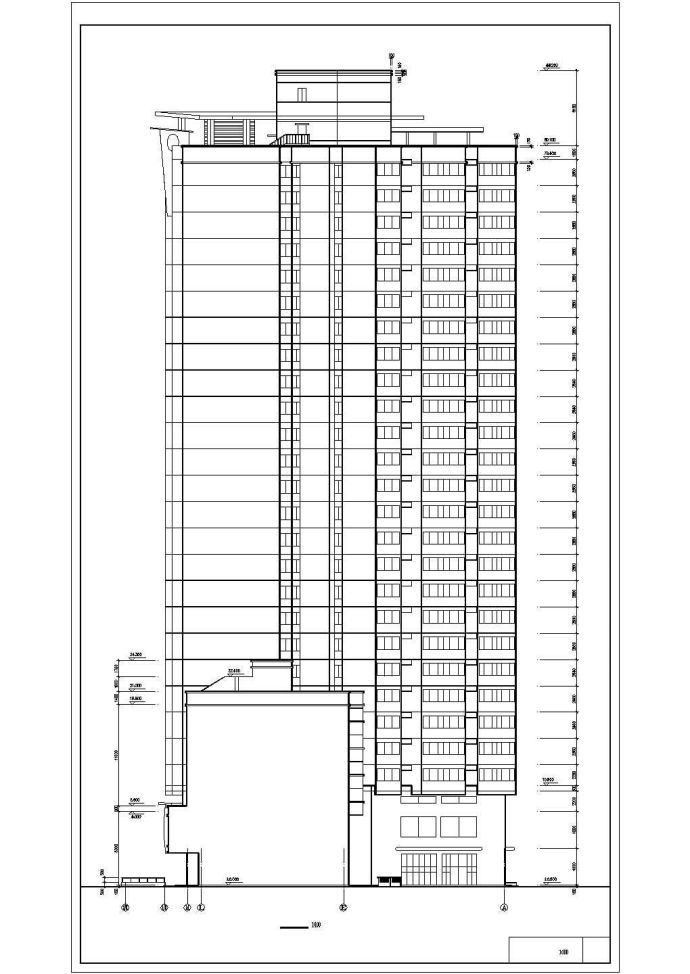 24万平米26层框架结构商住楼平立剖面设计CAD图纸（1-2层商用）_图1