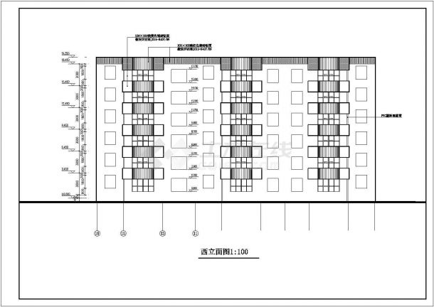 长沙市某小区2300平米3层砖混结构住宅楼建筑设计CAD图纸-图二