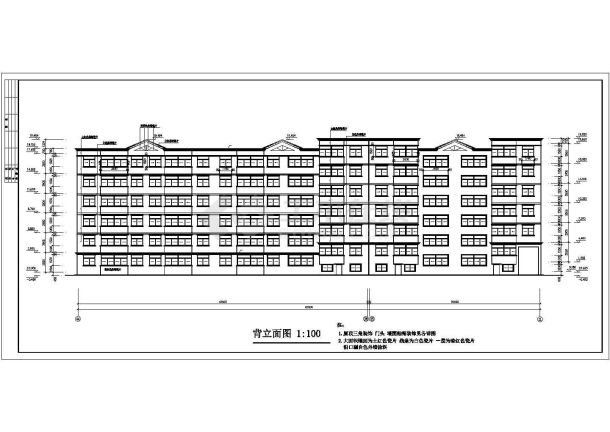 某小区5600平米6层砖混结构住宅楼建筑设计CAD图纸（1层6户）-图二