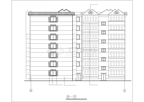 成都市某小区4400平米左右7层砖混结构住宅楼全套建筑设计CAD图纸-图二