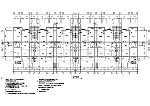 4160平米6层框架结构住宅楼建筑设计CAD图纸（底层商用）-图二