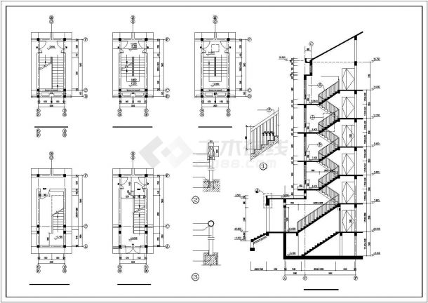 汾阳市某小区3000平米6+1层混合结构住宅楼建筑设计CAD图纸-图二