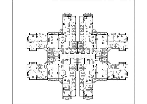 7000平米15层框架住宅楼平立面设计CAD图纸（含阁楼/1层4户）-图一