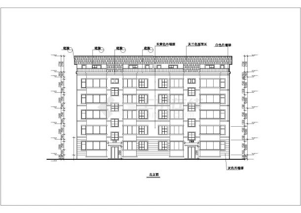 某小区2700平米6层砖混住宅楼平立剖面设计CAD图纸（含阁楼/1层4户）-图一