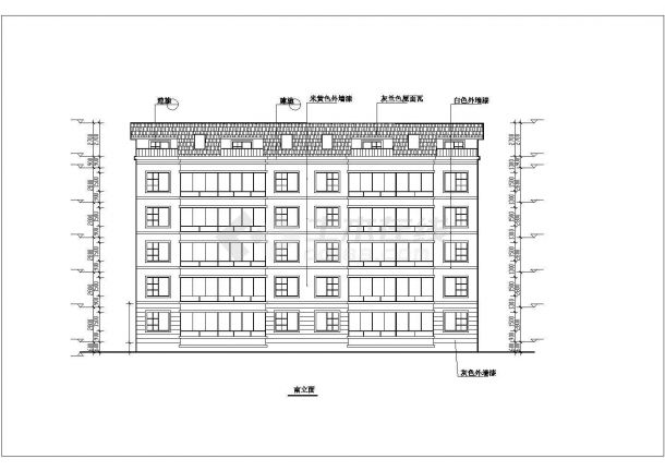 某小区2700平米6层砖混住宅楼平立剖面设计CAD图纸（含阁楼/1层4户）-图二