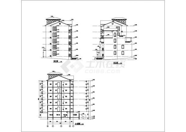 某五层带地下室带阁楼层框架结构花园洋房住宅楼设计cad全套建筑施工图（标注详细）-图一