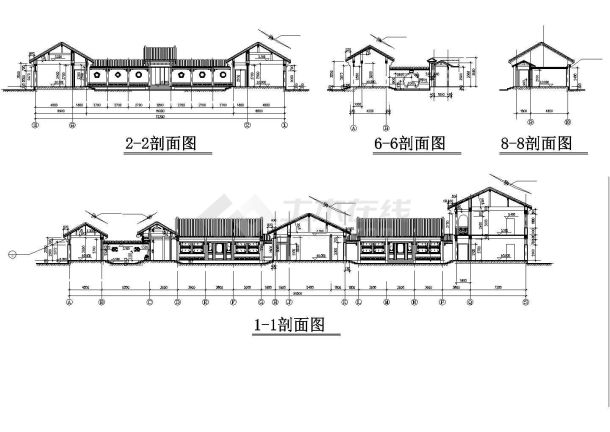 长59米 宽32.2米 二层砖混结构四合院建筑设计图 带1相似JPG外观鸟瞰效果-图二