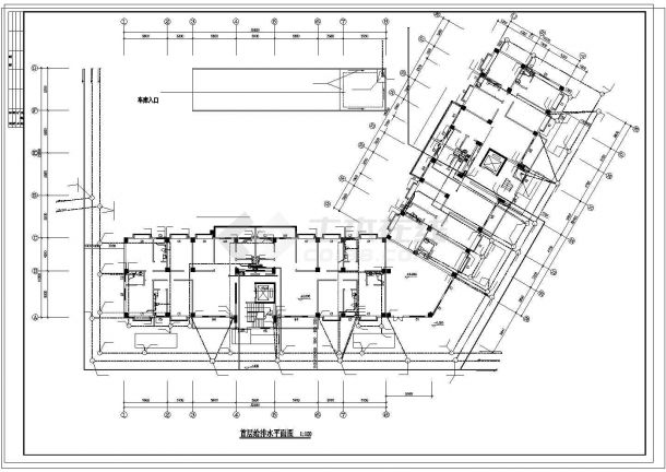 某地区的某12层住宅楼带人防建筑cad施工图纸-图二