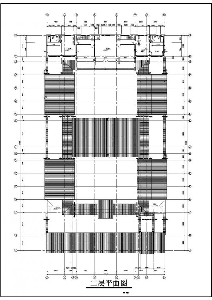 某989平方米二层四合院建筑施工图纸（标注明细）_图1