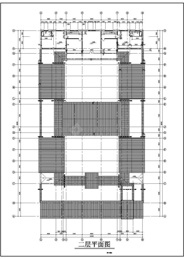 长59米 宽32.2米 二层砖混结构四合院建筑设计cad图纸（含效果图）-图一