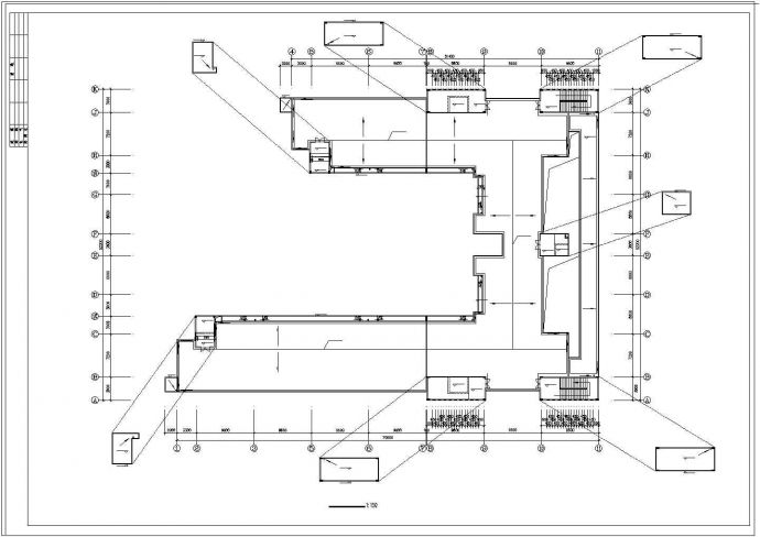 某四层病房楼建筑施工设计cad图纸_图1