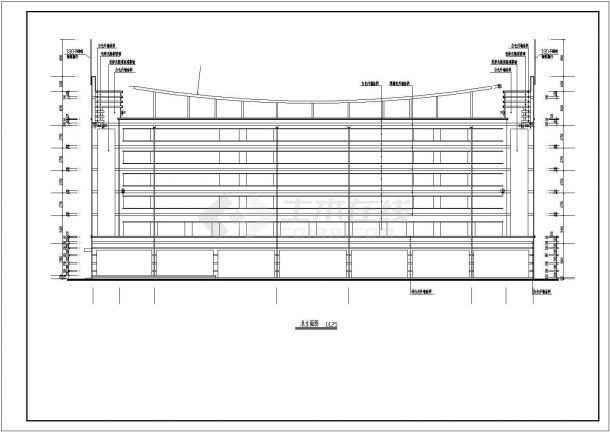 某六层砖混型底框抗震墙结构综合楼设计cad全套建筑施工图纸（含设计说明，含结构设计）-图一