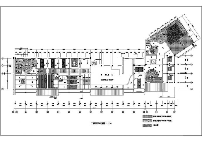 成都市春熙路某1900平米2层高档中餐厅全套装修施工设计CAD图纸_图1