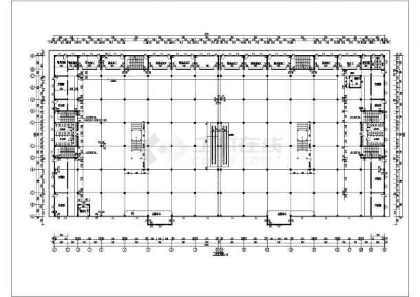 克拉玛依市某2400平米3层框架结构美食城建筑CAD设计图纸-图一