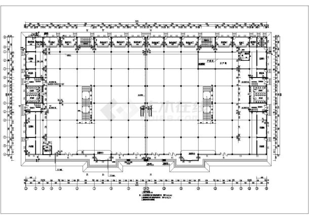 克拉玛依市某2400平米3层框架结构美食城建筑CAD设计图纸-图二