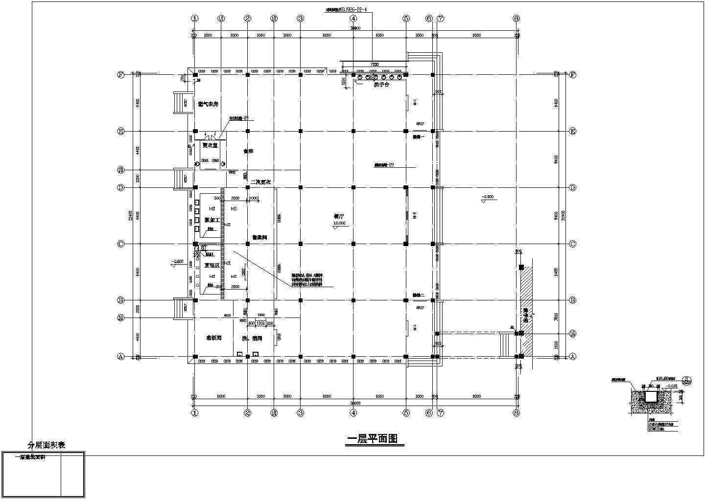深圳某高中1900平米3层食堂+室内运动场全套建筑设计CAD图纸
