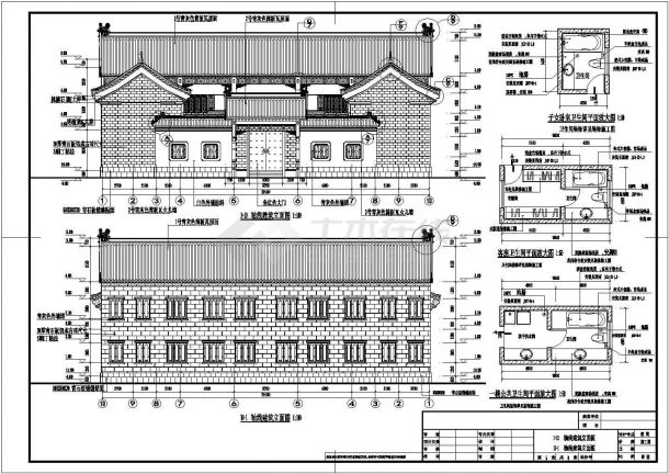 某二层仿古四合院建筑设计施工CAD图纸（长29.1米 宽27.9米，带1JPG外观效果图）-图一