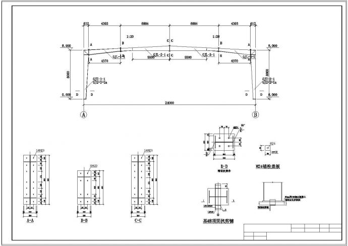 土木工程毕业设计_厂房设计_24米跨门式钢架厂房毕业设计（含建筑、结构cad图，答辩PPT）_图1