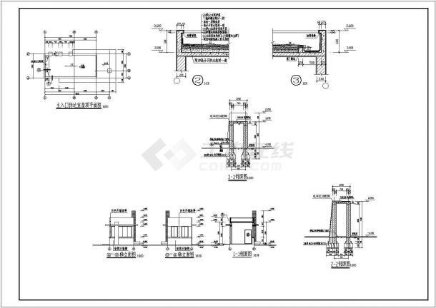 某常见厂区传达室建筑结构设计施工详细方案CAD图纸-图一