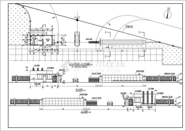 某常见厂区传达室建筑结构设计施工详细方案CAD图纸-图二