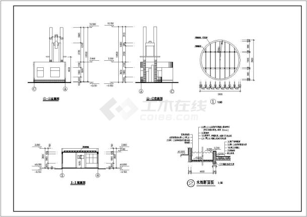 厂房设计_某工业区厂房大门建筑详细方案设计施工CAD图纸-图二